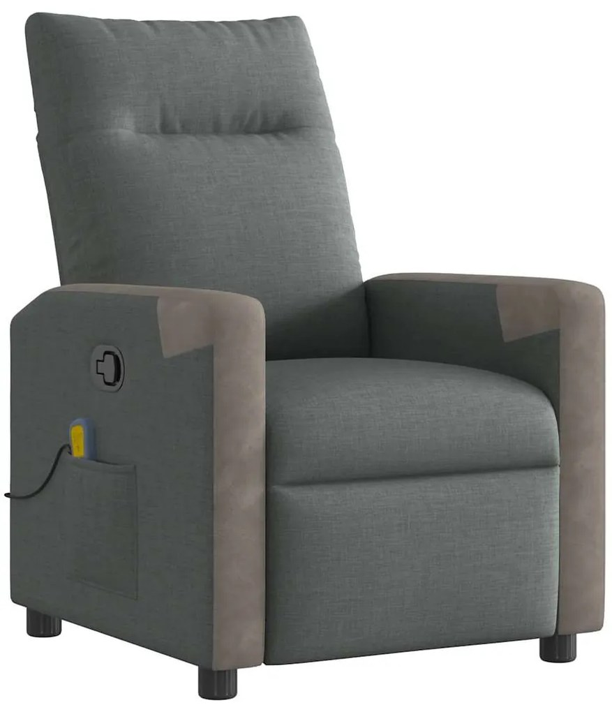 4104845 vidaXL Масажен наклоняем стол, тъмносив, текстил