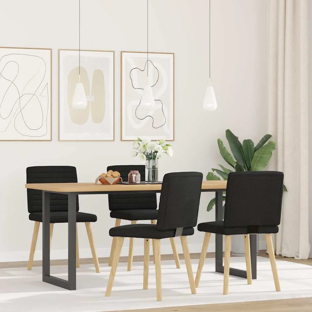 3315276 vidaXL Трапезни столове, 4 бр, черни, текстил
