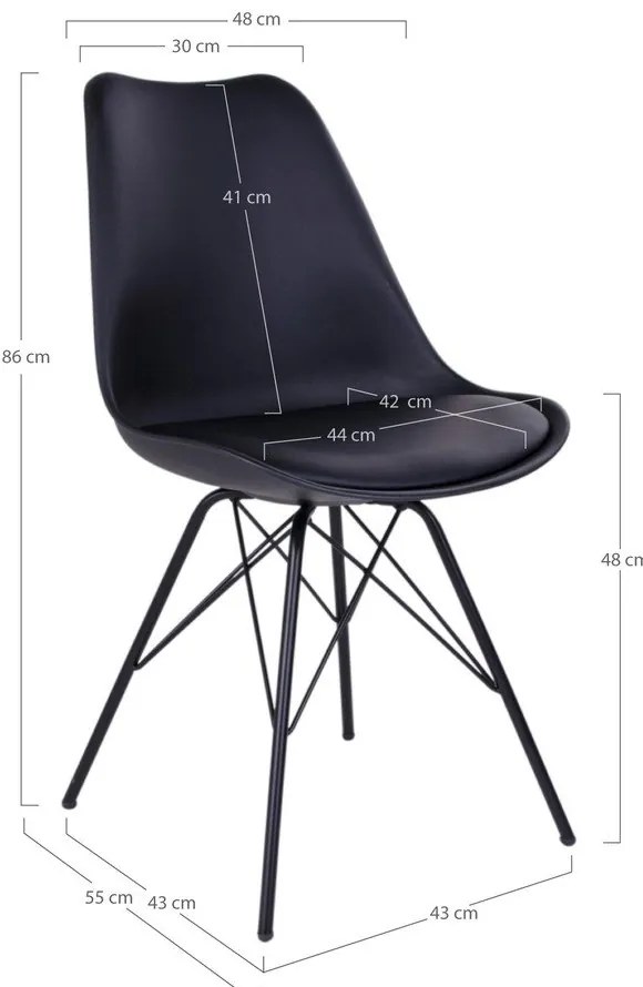 Черни трапезни столове в комплект от 2 броя Oslo - House Nordic