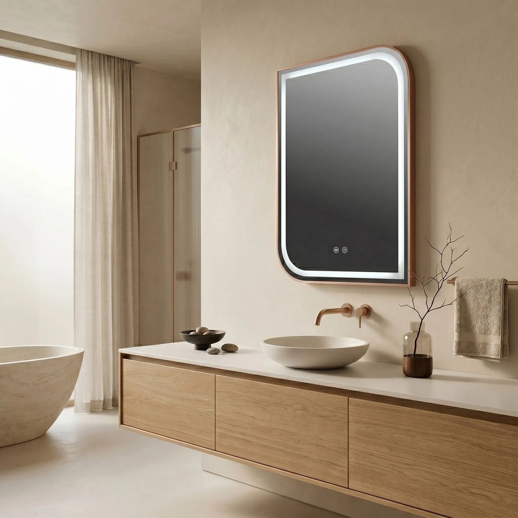 Огледало LED ZONE 80x60 BRUSH ROSE GOLD