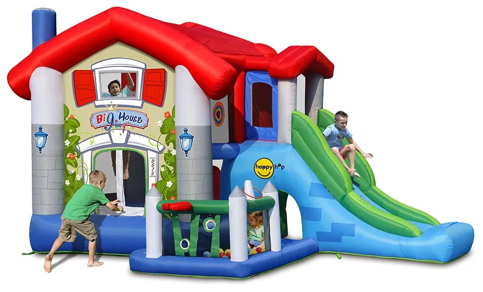 HAPPY HOP Игрален център къща с пързалка и топки 455x330x265