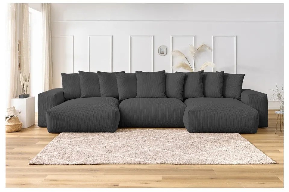 Сив ъглов диван от рипсено кадифе Voltaire – Bobochic Paris
