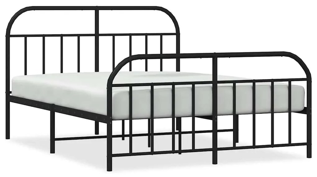 353652 vidaXL Метална рамка за легло с горна и долна табла, черна, 135x190 см