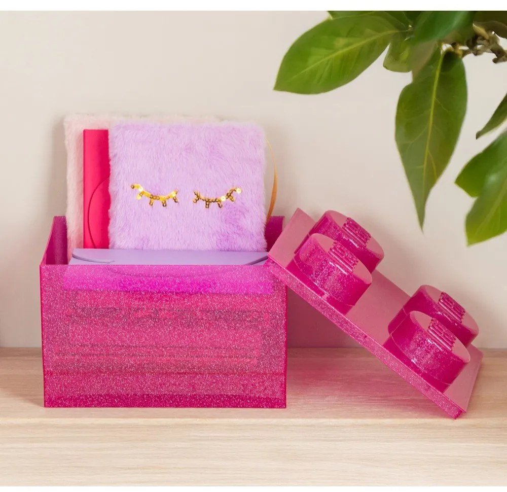 Розова пластмасова детска кутия за съхранение 25x25x18 cm – LEGO®