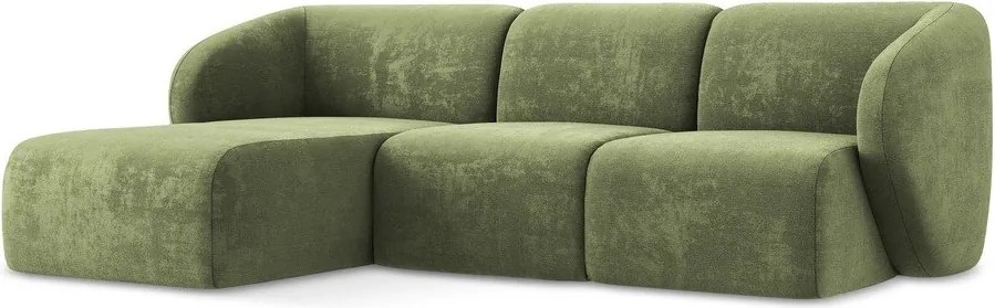 Зелен шенилов ъглов диван (ляв ъгъл) Lani – Makamii
