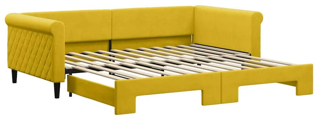 3197783 vidaXL Канапе с изтеглящо разтегателно легло жълто 100x200 см кадифе
