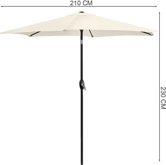 Сгъваем чадър с наклон - 210 см Сив