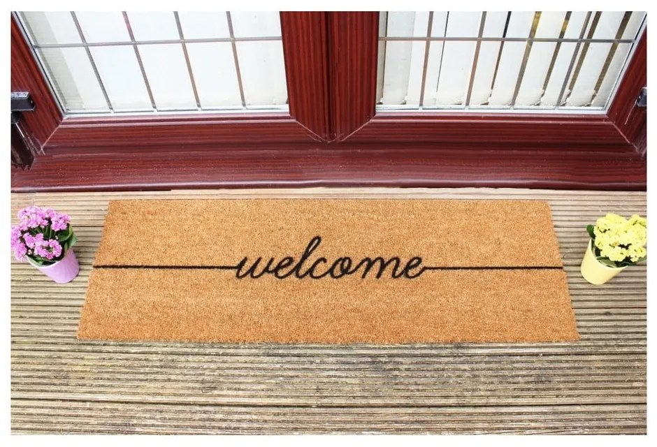 Черна дълга постелка от естествени кокосови влакна , 120 x 40 cm Welcome - Artsy Doormats