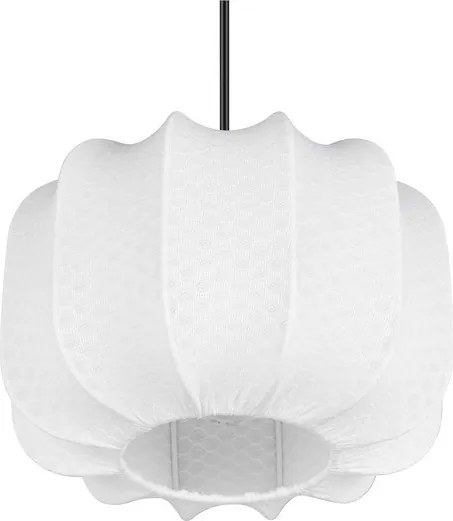 Бяло метално висящо осветително тяло с текстилен абажур ø 25 cm Madleine – Reality