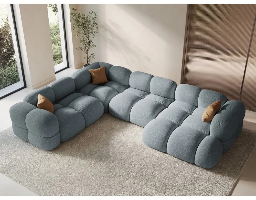 Светлосин ъглов диван (ляв ъгъл/U форма) Loretto – Cosmopolitan Design