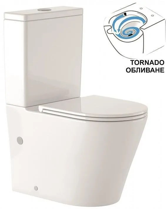 Моноблок ICC 6335P TORNADO, седалка и капак, порцелан, бял, 83.5x63x37см