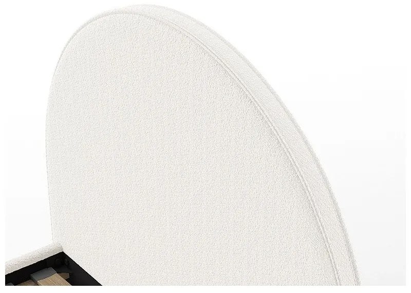 Бяло тапицирано единично легло с място за съхранение с включена подматрачна рамка 90x200 cm Moon – Vipack