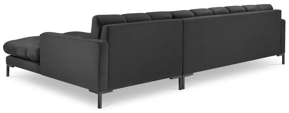 Тъмносив ъглов диван от кадифе , десен ъгъл Bali - Cosmopolitan Design