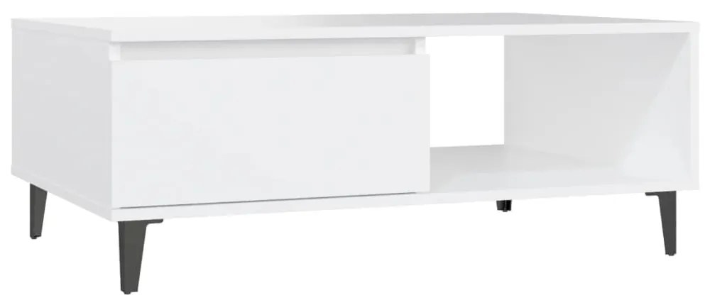806004 vidaXL Кафе маса, бяла, 90x60x35 см, инженерно дърво