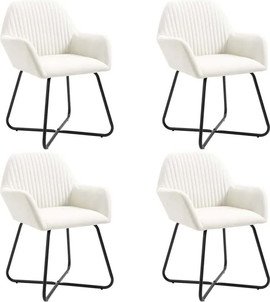 277098 vidaXL Трапезни столове, 4 бр, кремави, текстил