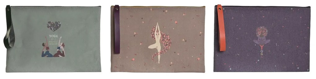 Тоалетна чантичка DKD Home Decor Кафяв Зелен Бургундия Пластно Yoga 31 x 1 x 21 cm (3 броя)