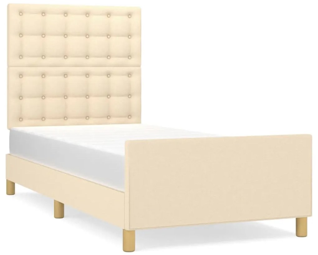 3125362 vidaXL Рамка за легло без матрак, кремава, 100x200 см, плат