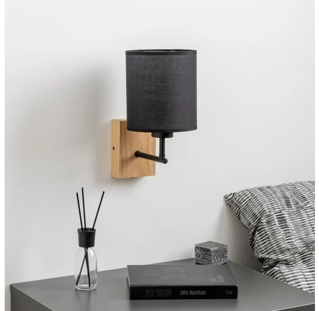 Brilagi - Аплик NUBILA WOOD 1xE27/25W/230V дъб/черен