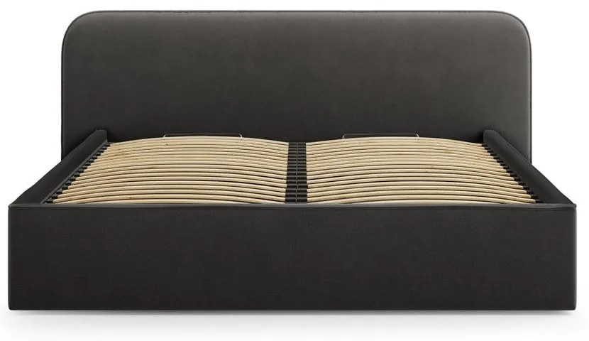 Черно двойно тапицирано легло с място за съхранение с включена подматрачна рамка 160x200 cm Elizabeth – Micadoni