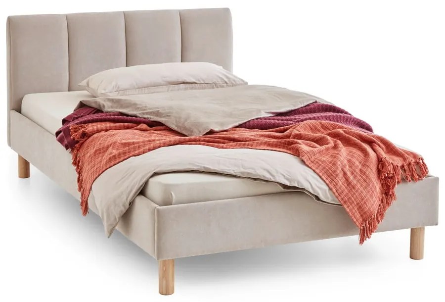 Бежово двойно легло 140x200 cm тапицирано без ламелно дъно Joker – Meise Möbel