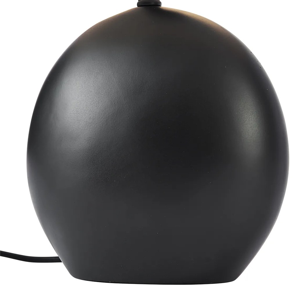 Japandi настолна лампа черна с ленен абажур - Timo