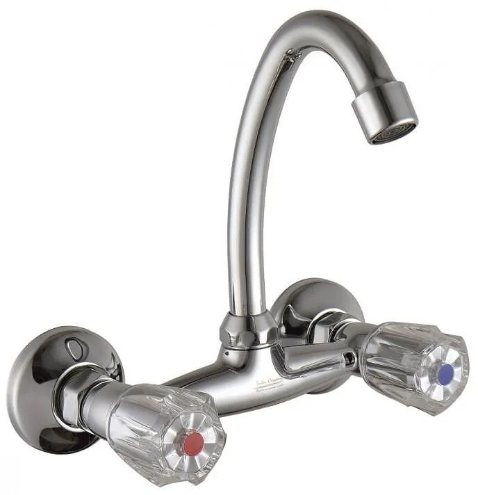 Стенен смесител за умивалник "ДУНАВ" ICF 5018718 7119, месингов, хром, 21.8х12.85х21.4см