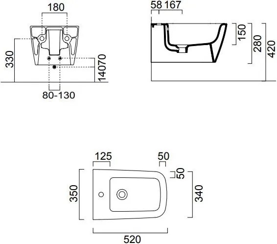 Окачване Биде Nubes/55 GSI White