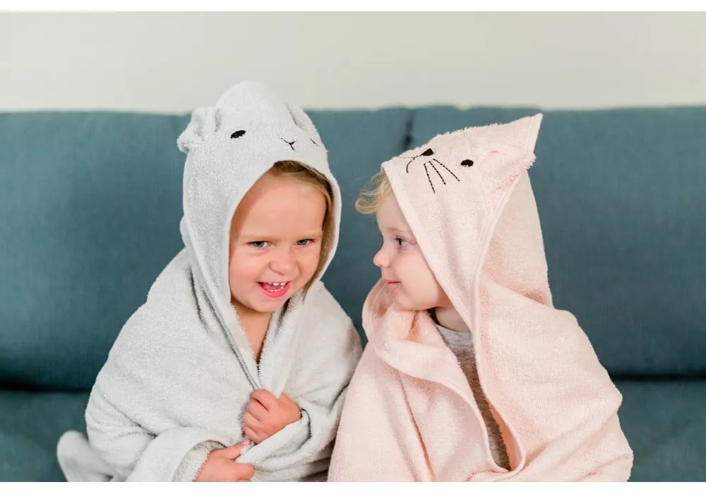 Сива памучна детска хавлия с качулка 76x76 cm Rabbit – Kindsgut