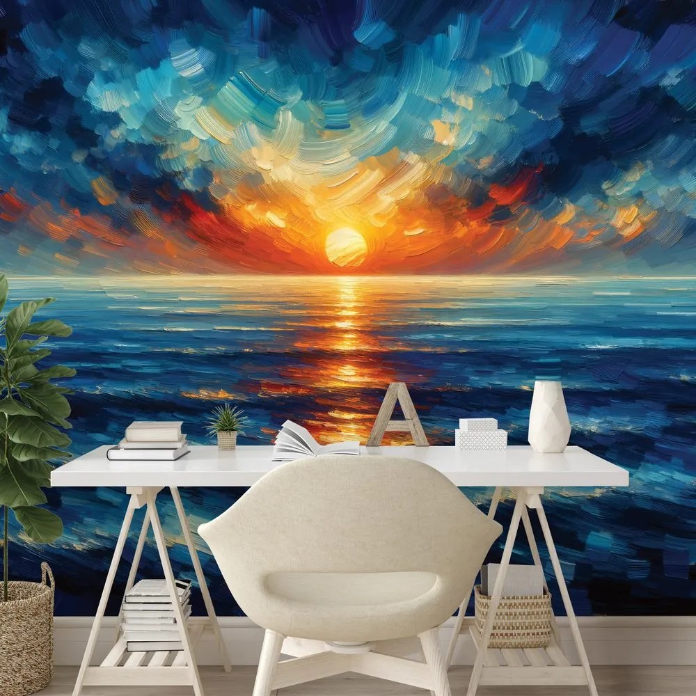 Самозалепващ фототапет – Драматичен залез над океана