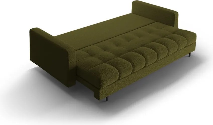 Зелен разтегателен диван с място за съхранение от букле 222 cm Bali – Cosmopolitan Design