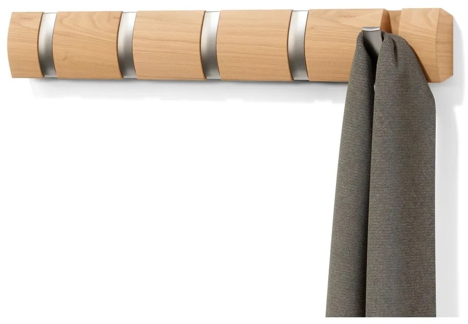 Стенна закачалка от ясенова дървесина в естествен цвят Flip - Umbra