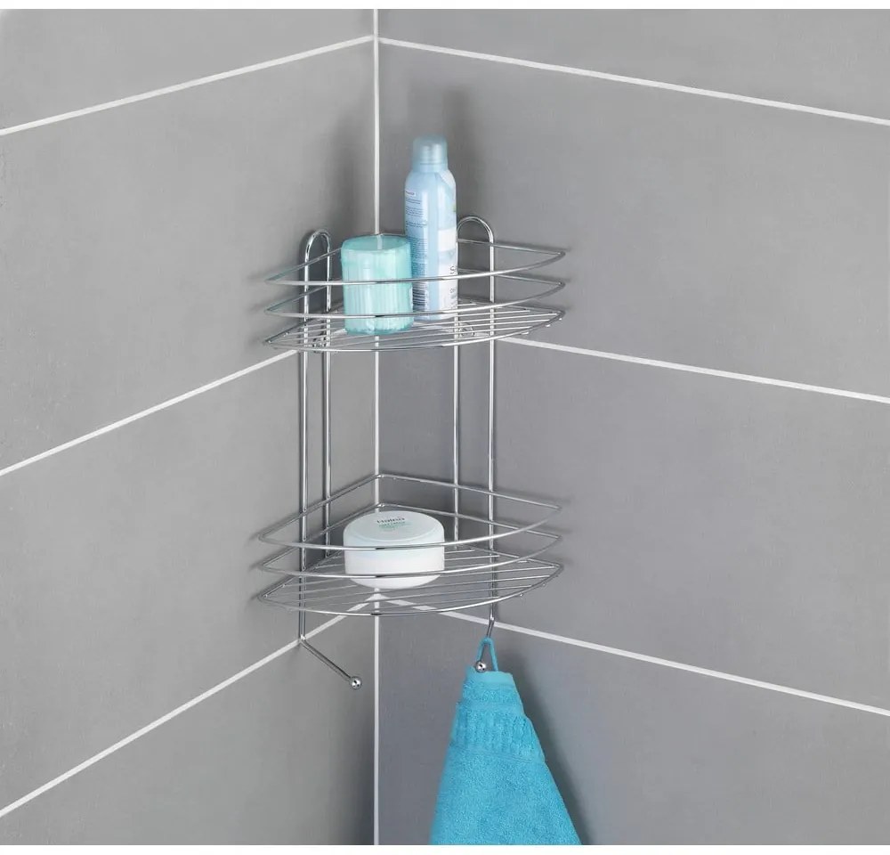 Ексклузивен двуетажен хромиран ъглов стенен рафт - Wenko