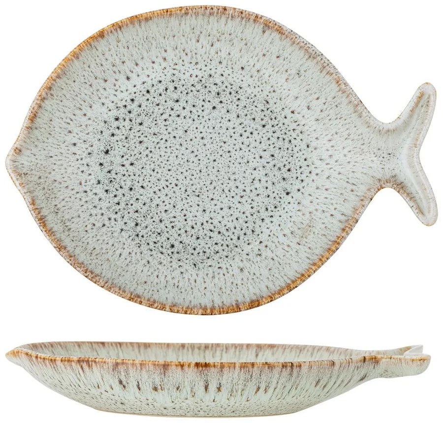 Синя/бежова глинена чиния за сервиране Fleur – Bloomingville