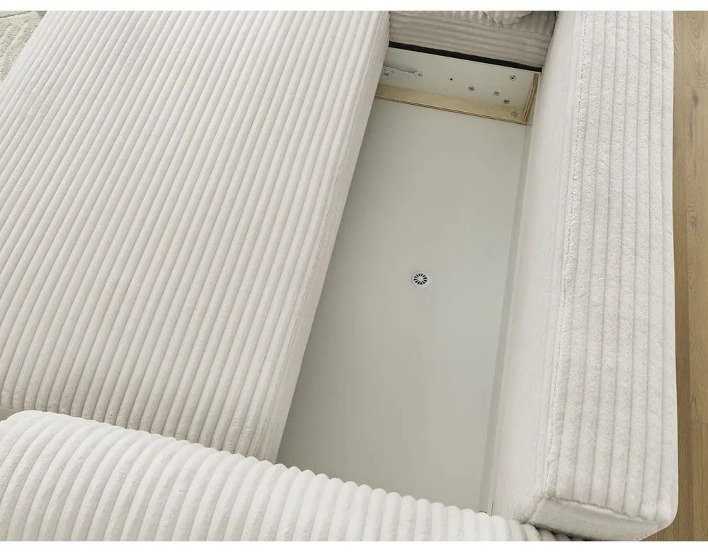 Кремав разтегателен ъглов диван от рипсено кадифе (ляв ъгъл) Lucien – Bobochic Paris