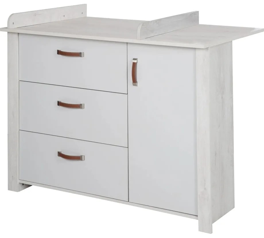 Бял нисък скрин с маса за преповиване 126x99 cm Mila - Roba