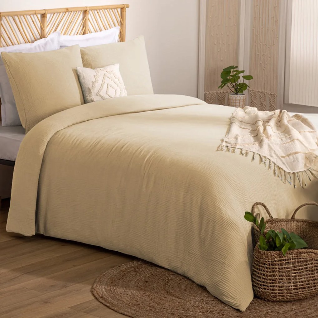 Спално бельо atmosphera Origines, 240x220 cm, Памук с ефект лен - Син