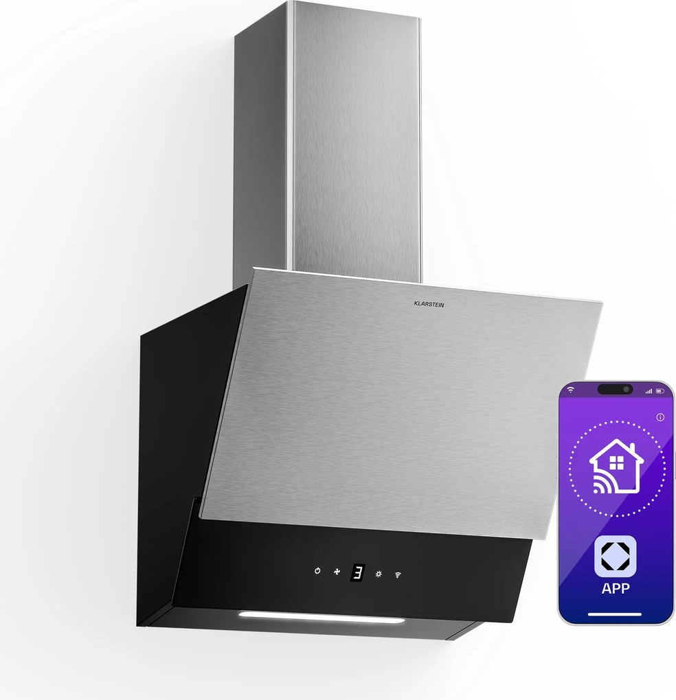 Klarstein Verosteel абсорбатор, Елегантен, минималистичен, мощен, Енергиен клас A, 624 м³/ч, 45 см
