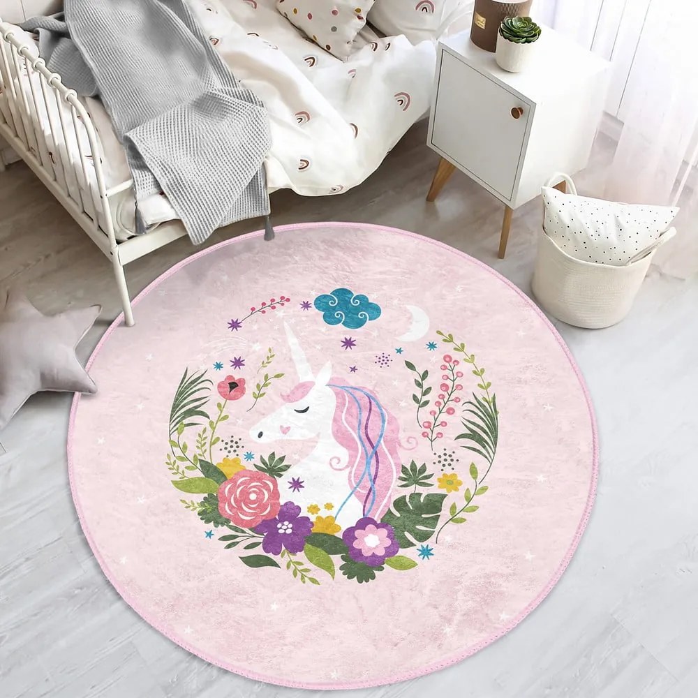 Розов детски килим ø 120 cm Comfort - Mila Home