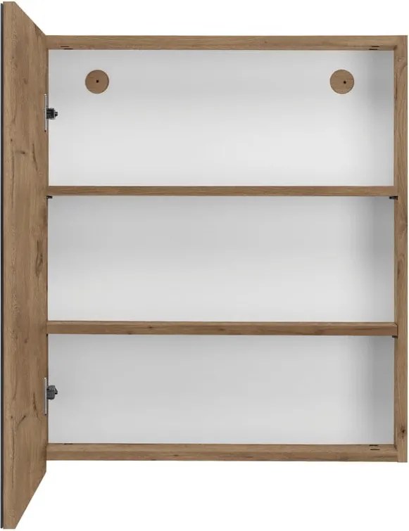 Стенен шкаф за баня с огледало от декор от дъб в естествен цвят 60x70 cm Wisla – Støraa