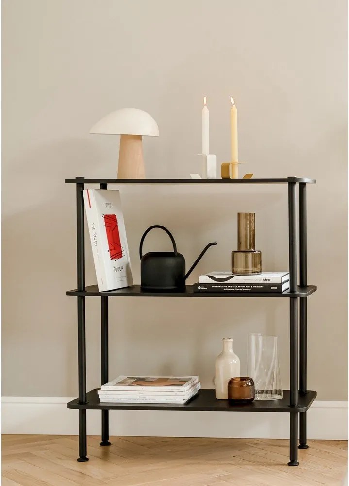 Черен стелаж от декор от дъб 80x54,5x35 cm Teidi – noo.ma