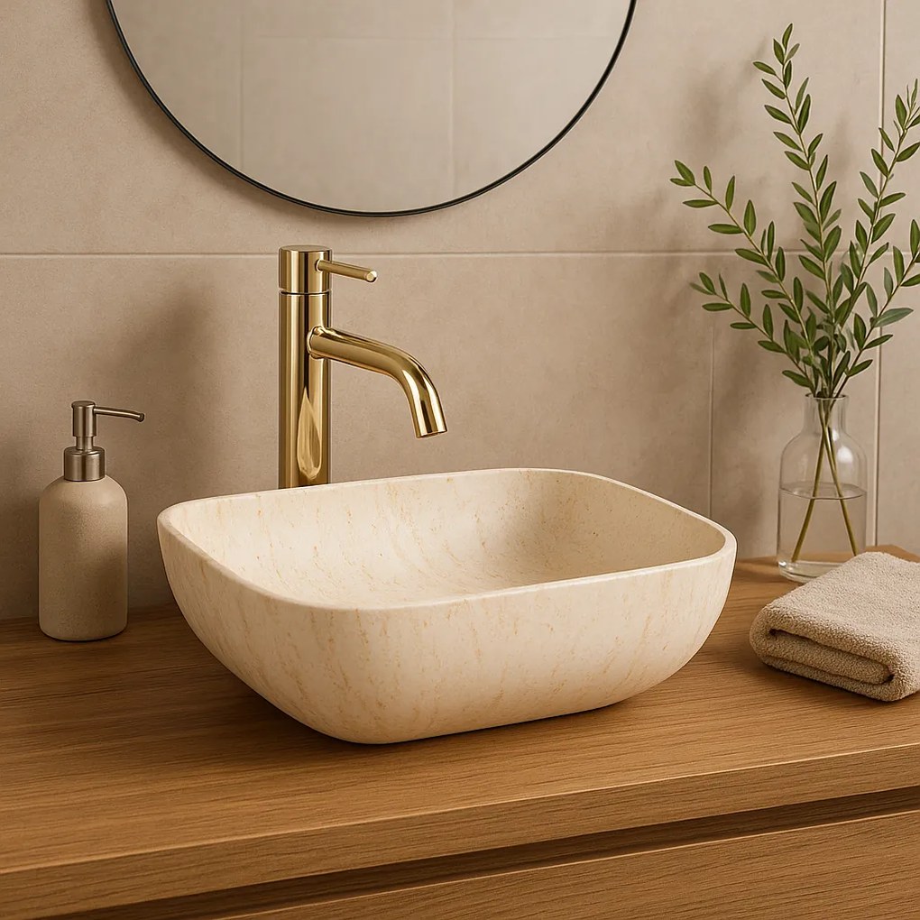 Умивалник за плот Rea Freja Travertine Matt