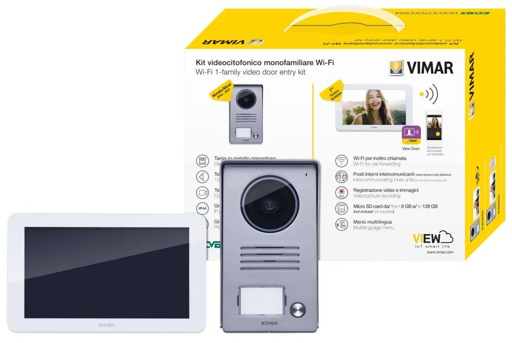 VIMAR K40945 Еднофамилен видеодомофонен комплект Wi-Fi 7'' hands-free touch screen LCD дисплей, О.М.