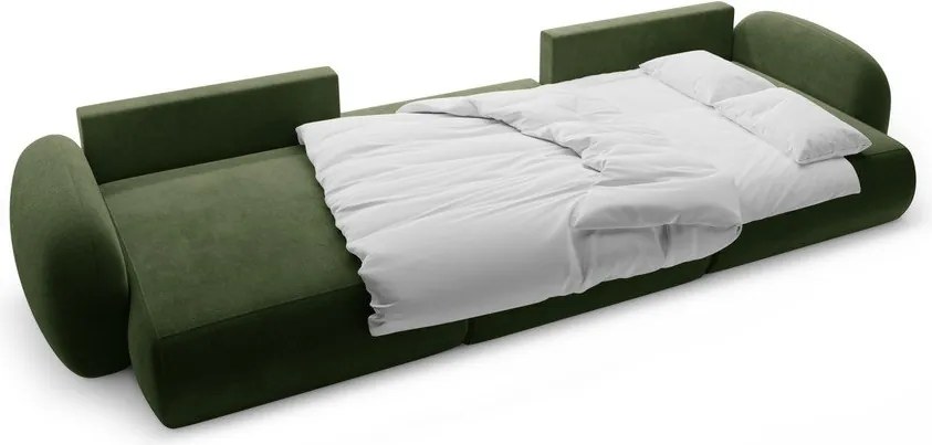 Зелен кадифен сгъваем/с място за съхранение ъглов диван (U форма) Tonale – Cosmopolitan Design