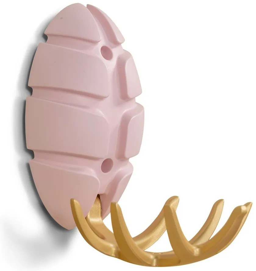 Светлорозова/ в златист цвят стенна пластмасова кука Bug – Spinder Design