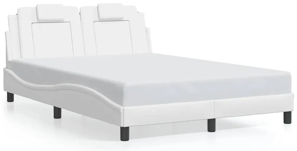 3208083 vidaXL Рамка за легло Viana без матрак, бяла, 120x200 см, изкуствена кожа