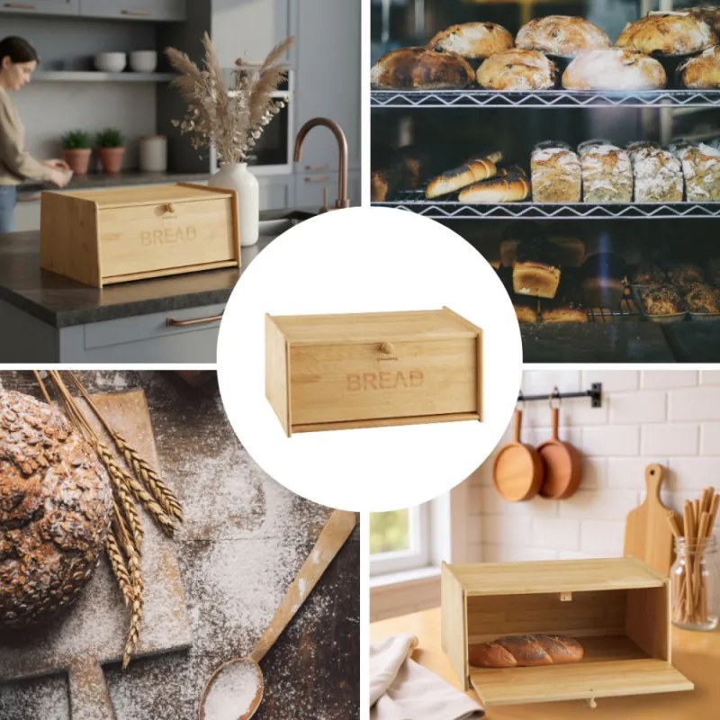 Кутия за хляб Klausberg KB 7933, 39.5 см, Бамбук, Кафяв