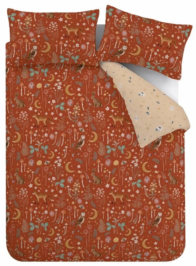 Двойно удължено спално бельо в тухлен цвят 230x220 cm Enchanted Twilight Animals – Catherine Lansfield