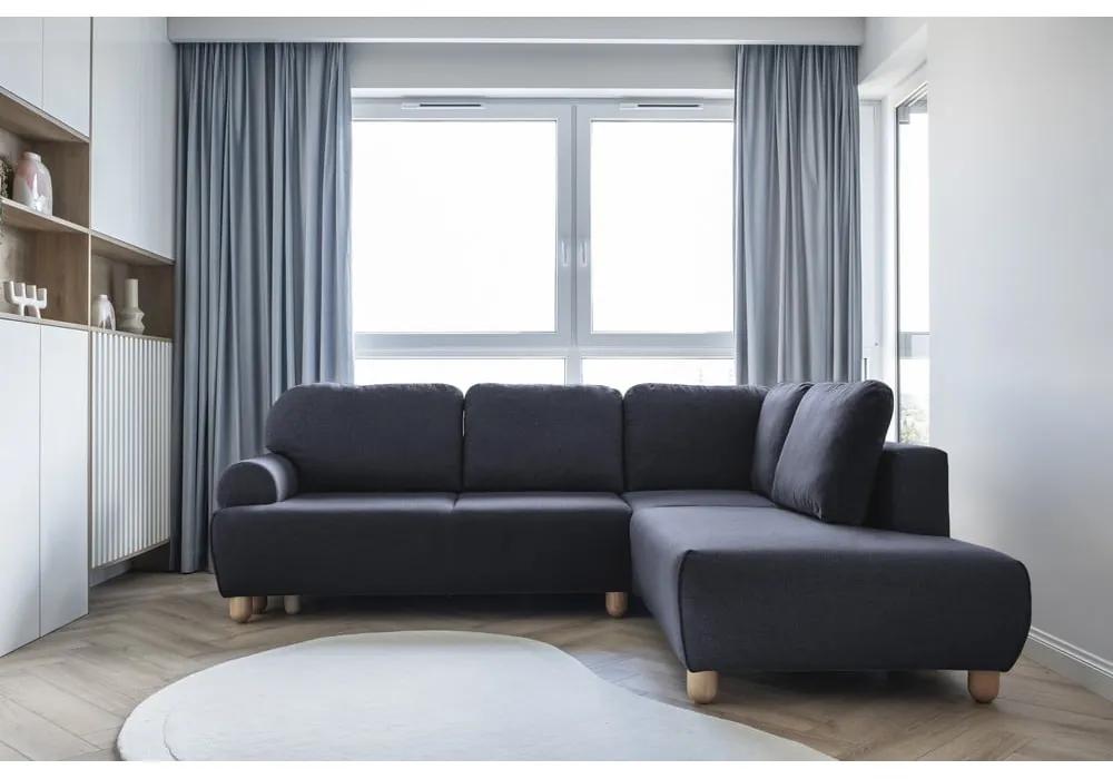 Тъмносин ъглов разтегателен диван (десен ъгъл) Bouncy Olli - Miuform