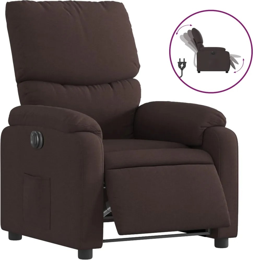 3204805 vidaXL Електрически реклайнер стол, тъмнокафяв, текстил