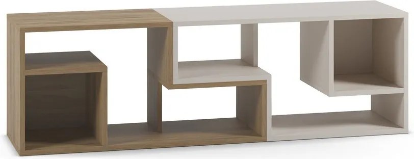 Бяла/в естествен цвят ъглова маса за телевизор от декор от дъб 145x45x35 cm Glina – Marckeric